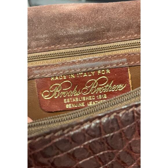 Vintage BROOKS BROTHERS Leather Purse Crossbody Bag Brown, Made in Italy - Picture 8 of 16